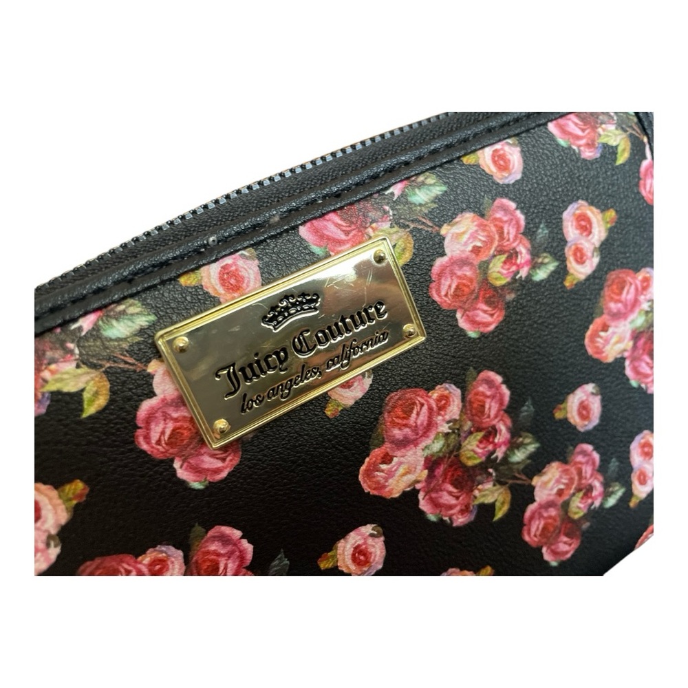 Juicy Couture Black and Pink Floral Wristlet EUC - Picture 3 of 5